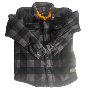 Volcom Plaid Flannel Jacket Boys 10Y Quilted‎ Lined Skate Streetwear Grunge Read